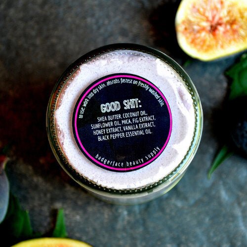 This Go Fig Yourself Body Butter. will elevate your skincare routine by incorporating a natural Body butter. It's made by Badgerface Beauty Supply