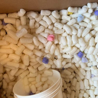 Badgerface Beauty Supply uses only biodegradable cornstarch packing peanuts in its shipping.