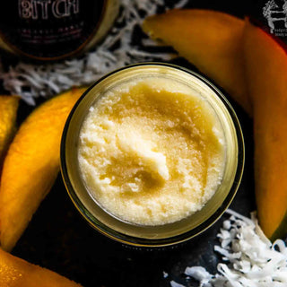 Experience the creamy texture of this coconut face scrub for dry skin.