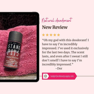 Buy the best cruelty-free deodorant online by reading positive reviews of this one, made by Badgerface Beauty Supply.