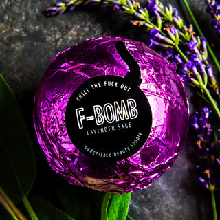 This f-word bath bomb will help you relax after a long day. It's made by Badgerface Beauty Supply.