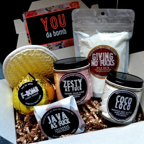 This You da Bomb Gift Set. will elevate your skincare routine by incorporating a natural Bath gift set. It's made by Badgerface Beauty Supply