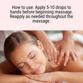 To use massage oil, apply 5-10 drops to hands before beginning massage. Reapply as needed.