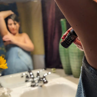 How to use natural deodorant? It's easy! Just hold the uncapped stick against your skin for a second to warm, then apply as you would normal deodorant.
