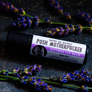 This lavender lip balm is made by Badgerface Beauty Supply's natural eco friendly skincare products shop.