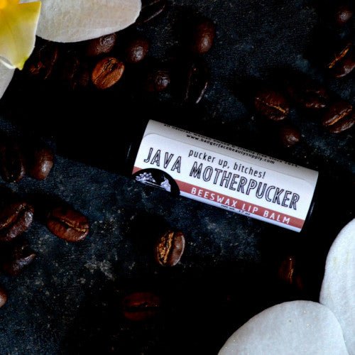 This Java Motherpucker Lip Balm. will elevate your skincare routine by incorporating a natural Lip balm. It's made by Badgerface Beauty Supply