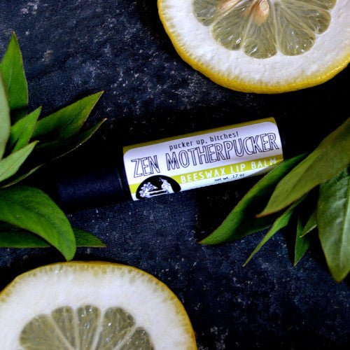 This Zen Motherpucker Lip Balm. will elevate your skincare routine by incorporating a natural Lip balm. It's made by Badgerface Beauty Supply