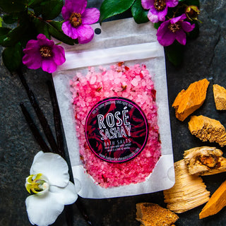 These rose bath salts with dried flowers deliver a luxuriously relaxing experience.