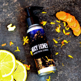 Milky Honey facial cleanser — oil-to-milk formula with real honey powder, gentle surfactants, and witch hazel