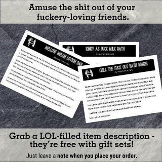 Add a description to a gift set to boost the humor and impact. It's free!