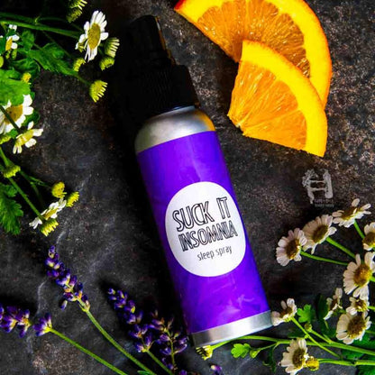 This all natural sleep spray helps ease insomnia with a blend of vanilla, lavender, and ylang ylang.