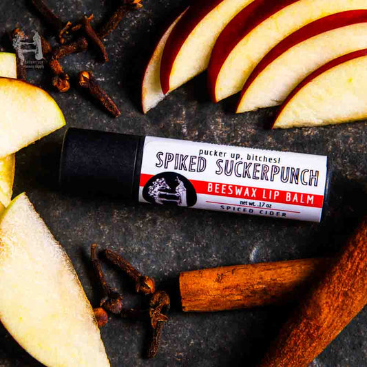 This apple cider lip balm is made by Badgerface Beauty Supply's natural skincare products shop.