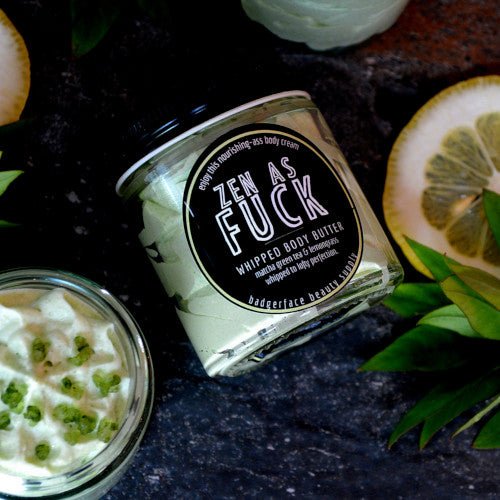 This Zen as Fuck Body Butter. will elevate your skincare routine by incorporating a natural Body butter. It's made by Badgerface Beauty Supply