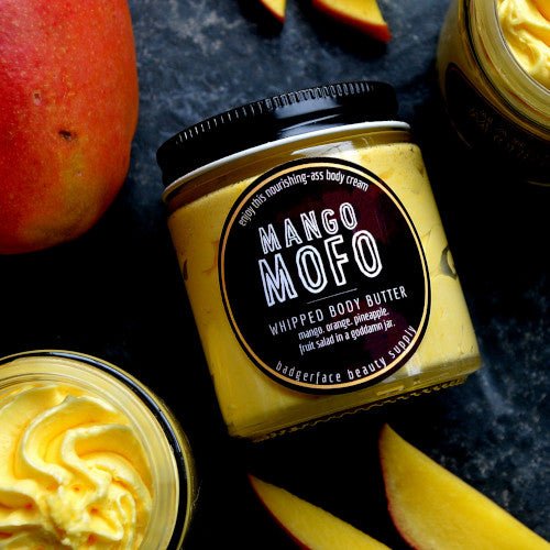 This Mango Mofo Body Butter. will elevate your skincare routine by incorporating a natural Body butter. It's made by Badgerface Beauty Supply
