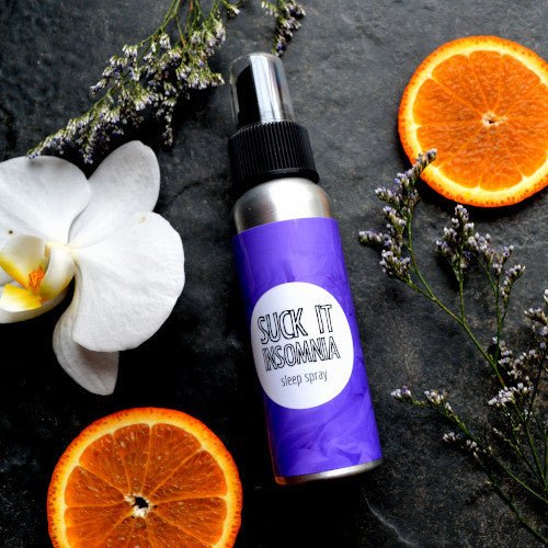 This Suck it, Insomnia Sleep Spray. will elevate your skincare routine by incorporating a natural Body spray. It's made by Badgerface Beauty Supply