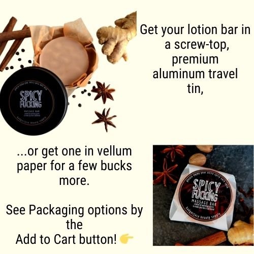 This Natural Chai Massage Bar. will elevate your skincare routine by incorporating a natural Lotion bar. It's made by Badgerface Beauty Supply
