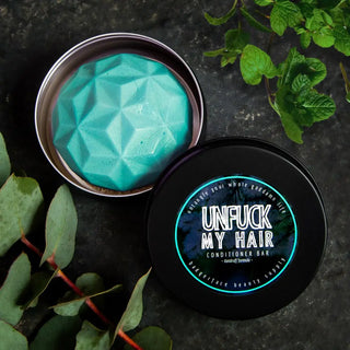 Clarify and condition your dry, flaky scalp with this conditioner bar for dandruff, made by Badgerface Beauty Supply.