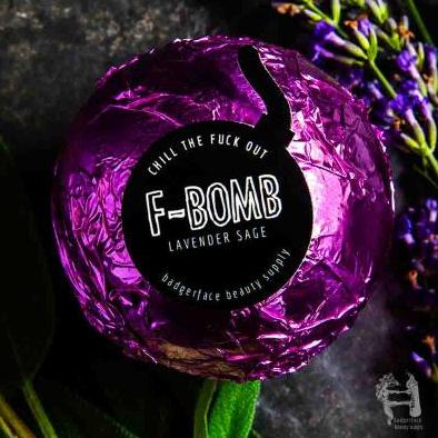 This f-word bath bomb will help you relax after a long day. It's made by Badgerface Beauty Supply.