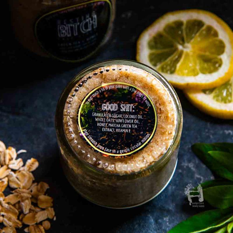 This Green Tea & Honey Face Scrub. will elevate your skincare routine by incorporating a natural Face scrub. It's made by Badgerface Beauty Supply