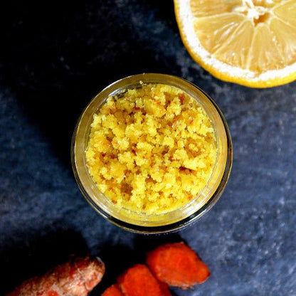 This Lemon Turmeric Face Scrub. will elevate your skincare routine by incorporating a natural Face scrub. It's made by Badgerface Beauty Supply