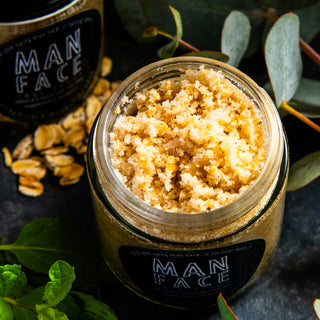Use this facial scrub for men once a week to nourish and exfoliate skin.