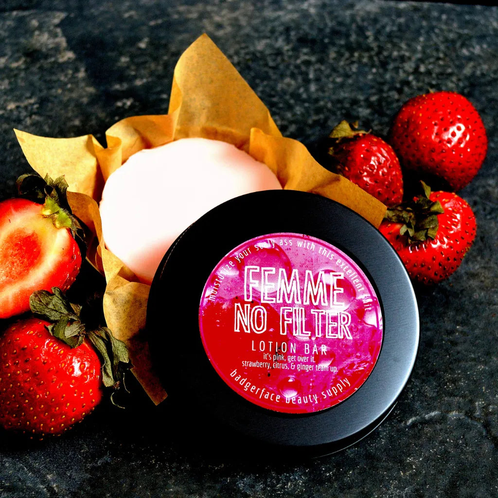 Badger Using Lotion Fruity, Pink Solid Lotion Bar | Natural Moisturizing Body Bar ...