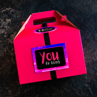 This funny thank you gift is filled with natural bath products like milk bath, sugar scrub, and bath bomb.