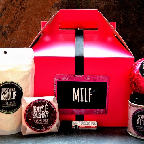 This MILF Gift Set. will elevate your skincare routine by incorporating a natural Bath gift set. It's made by Badgerface Beauty Supply