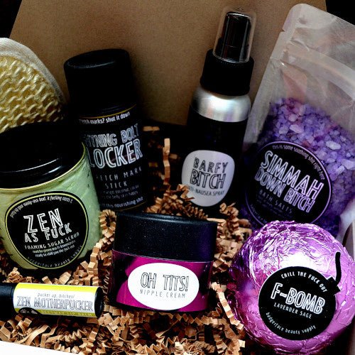 This Deluxe Calm Your Tits Gift Set. will elevate your skincare routine by incorporating a natural Bath gift set. It's made by Badgerface Beauty Supply