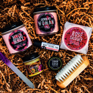 This Grown Ass Woman Gift box is packed with natural bath products and made by Badgerface Beauty Supply.