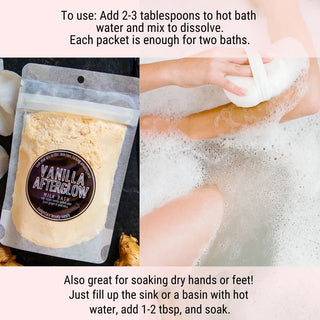 How to use a coconut milk bath? It's easy. Just empty the packet into hot bath water, climb in, and enjoy.