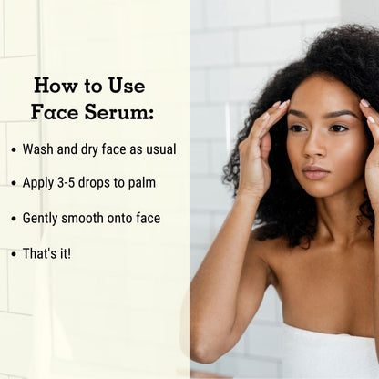 Use face serum by applying 3-5 drops to palms then smoothing onto face.