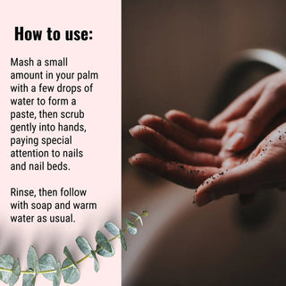To use our grown ass woman hand scrub, simply massage a bit of scrub into your palm and moisten with water, then rinse.