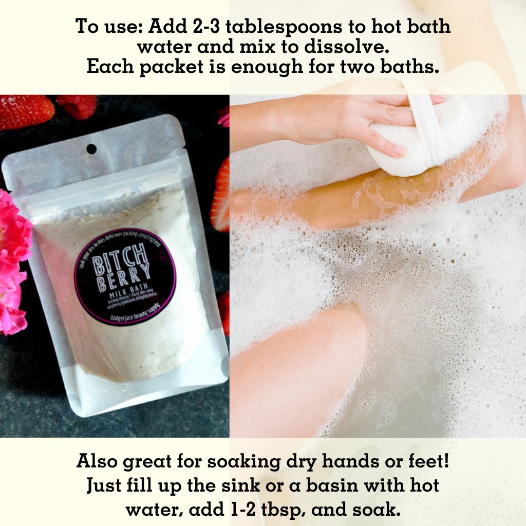 This Natural Raspberry Rose Milk Bath. will elevate your skincare routine by incorporating a natural Milk bath. It's made by Badgerface Beauty Supply