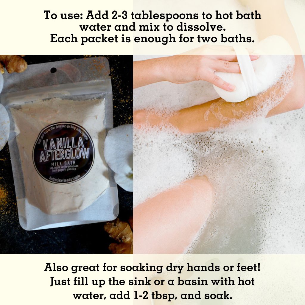 This Natural Vanilla Milk Bath. will elevate your skincare routine by incorporating a natural Milk bath. It's made by Badgerface Beauty Supply