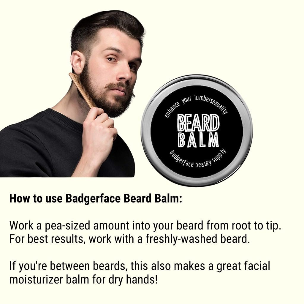This Mini Orange Clove Beard Balm. will elevate your skincare routine by incorporating a natural Beard care product. It's made by Badgerface Beauty Supply