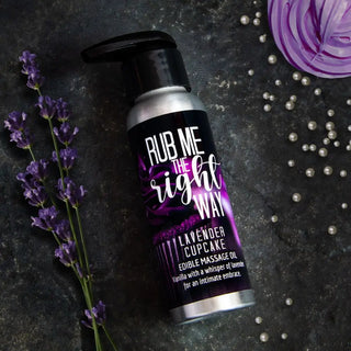 Looks innocent, but isn't! This edible lavender massage oil is infused with sweet, dreamy vanilla and lavender, making a delicious, kissable treat. 🧁💋