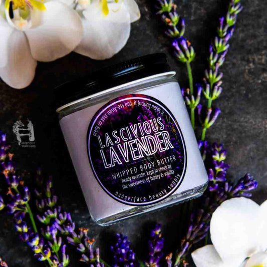 This lavender shea butter features a blended base of shea butter, coconut oil, and sunflower oil scented with lavender, honey, and vanilla.