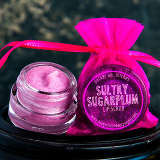 Sultry Sugarplum lip scrub makes a terrific stocking stuffer when packaged in a cute organza bag.