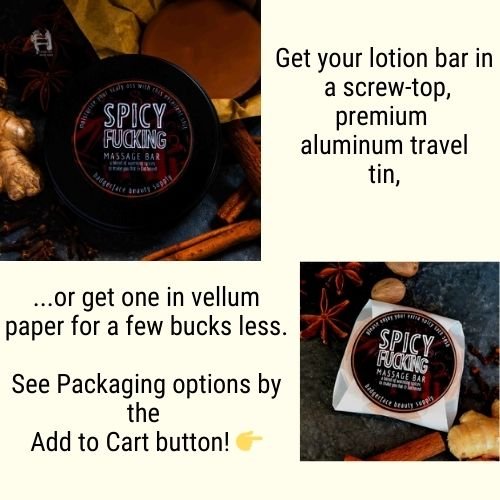 Get your spicy massage bar in a screw-top, premium aluminum travel tin.