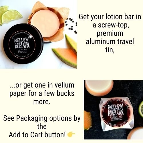 This Natural Melon Lotion Bar. will elevate your skincare routine by incorporating a natural Lotion bar. It's made by Badgerface Beauty Supply
