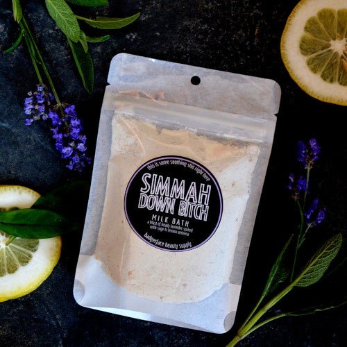 This Simmah Down Bitch Milk Bath. will elevate your skincare routine by incorporating a natural Milk bath. It's made by Badgerface Beauty Supply