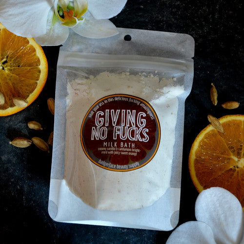 Packaged in a fully compostable rice paper packet, our Giving no Fucks milk bath makes a cheeky, eco friendly gift.