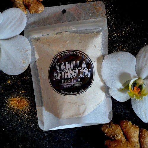 This Vanilla Afterglow Milk Bath. will elevate your skincare routine by incorporating a natural Milk bath. It's made by Badgerface Beauty Supply