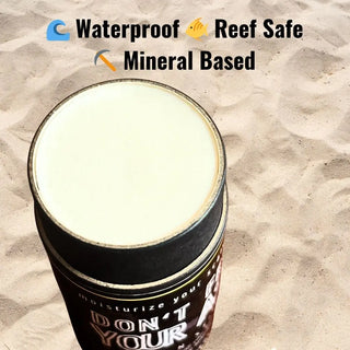 Our mineral sunblock stick is waterproof and reef-safe.