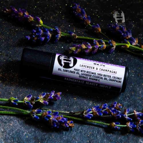 This natural lavender lip balm is made with nourishing ingredients like shea butter.