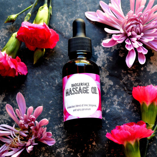 This Badgerface Massage Oil. will elevate your skincare routine by incorporating a natural Massage oil. It's made by Badgerface Beauty Supply