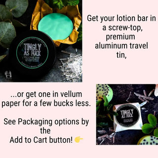 Available in a sleek black travel tin for on-the-go nourishment, you can also opt to wrap your lotion bar in simple paper for a few dollars less.