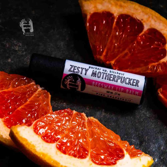 If your chapstick makes your lips worse, consider this natural pink grapefruit lip balm, made by Badgerface Beauty Supply.