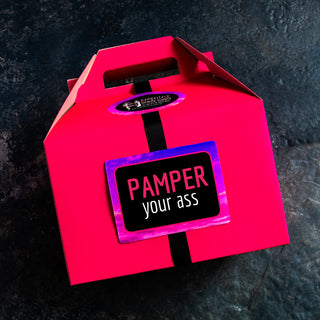 The label on Badgerface Beauty Supply's ultimate relaxation gift set reads, "Pamper your ass," and it's packed with natural bath products.